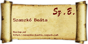 Szaszkó Beáta névjegykártya