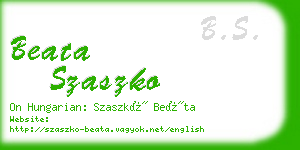 beata szaszko business card